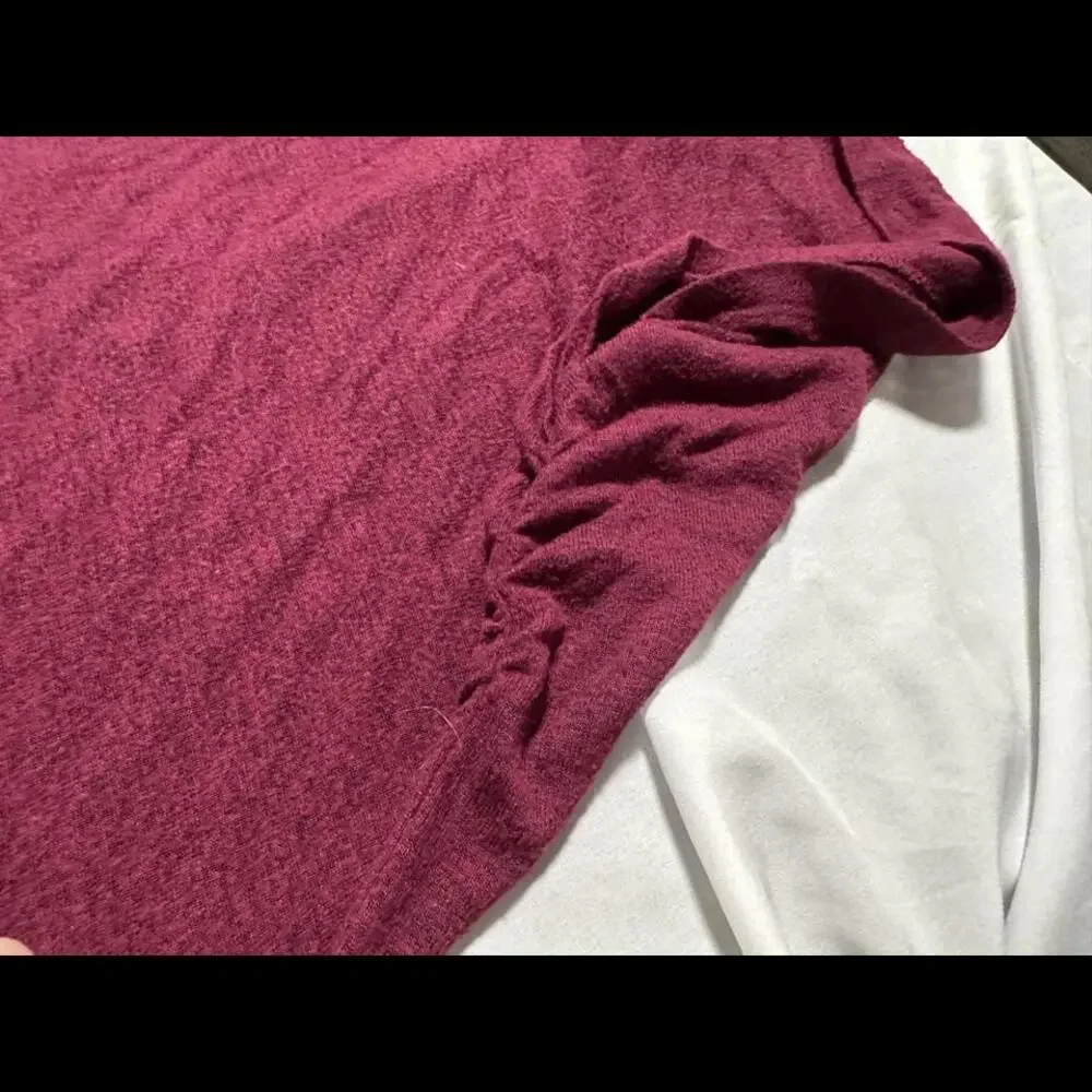 Express Soft Maroon Tee with Ruching - Size M - Picture 2 of 3